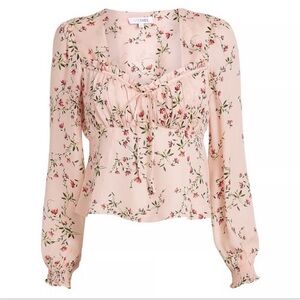 EUC Intermix Chiara Printed Pink Floral Sweetheart Silk Top Blouse Size 0